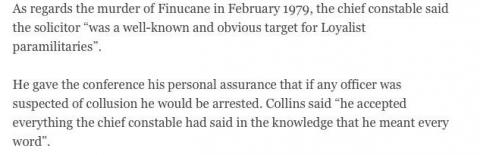 Except from Article referencing Pat Finucane/John Hermon/Gerry Collins